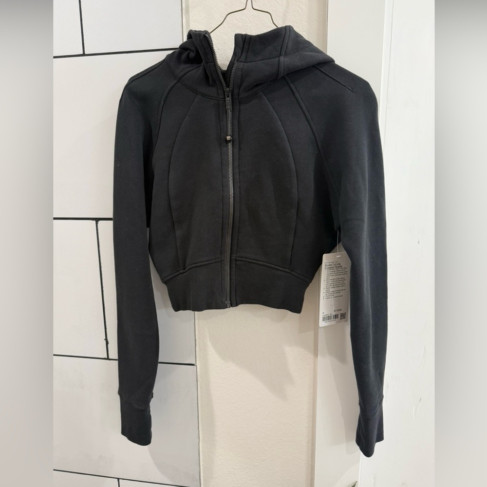 Lululemon Athletica Women's Black Zip-Up Cropped Hoodie Scuba Jacket